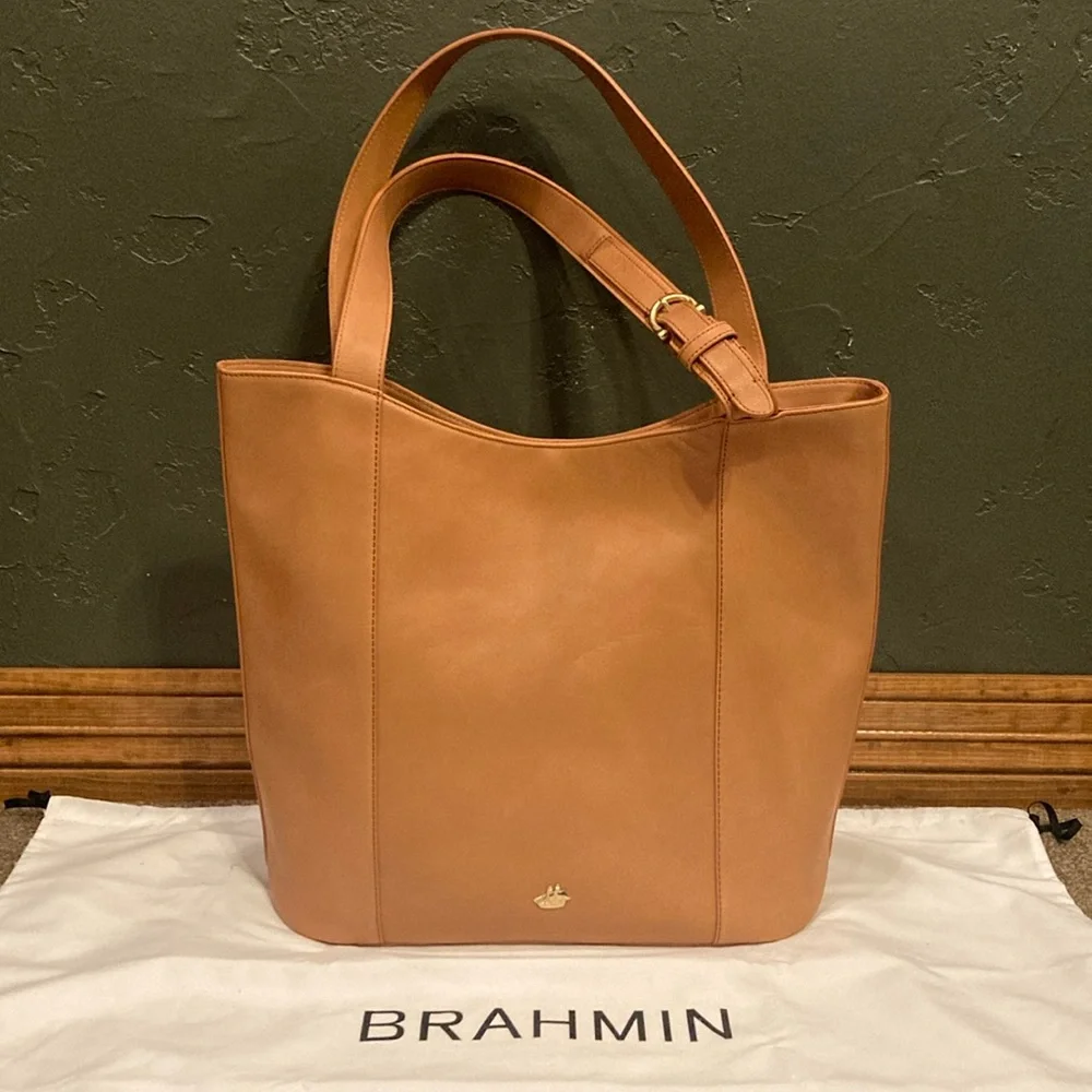 Like New Brahmin Brayden Tote in Charleston Tan (ABBA) - Picture 1 of 15